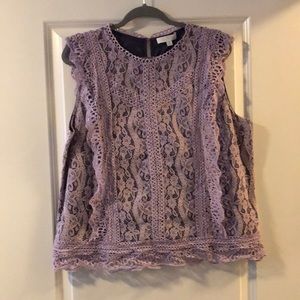 Lilac lace sleeveless blouse. Anthropologie NWT!